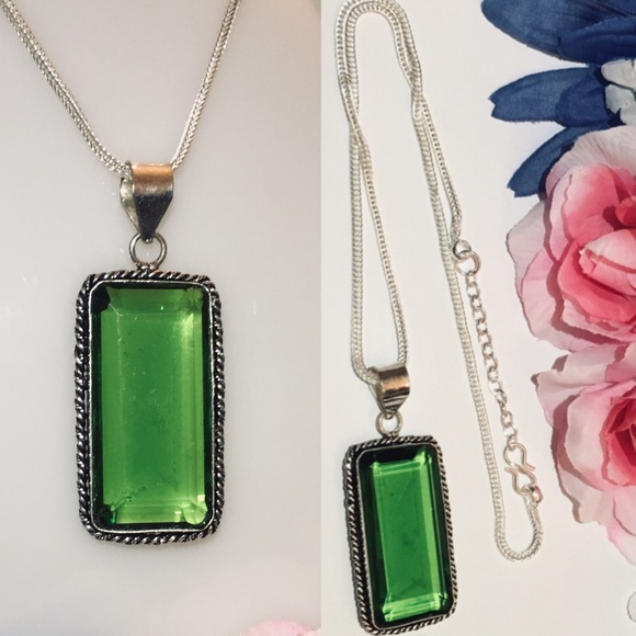 Baguette Cut Gemstone Handmade Pendant Necklace - Picture 4 of 7